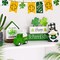 St Patricks Day Decorations, Green Truck Shamrock Decorations with Gnome Wooden Block Sign